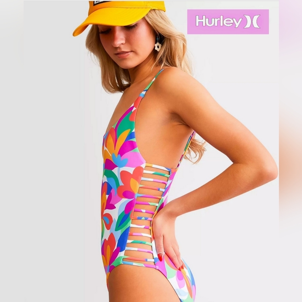 Hurley Tango NWT Strappy Colorful One Piece Swimsuit